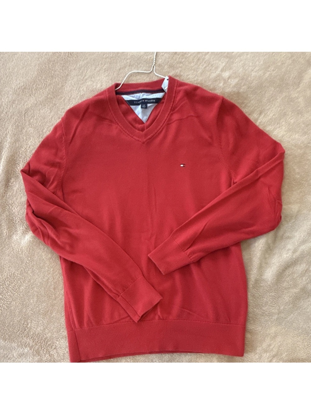 Tommy Hilfiger Men's Bright Red V-Neck Sweater